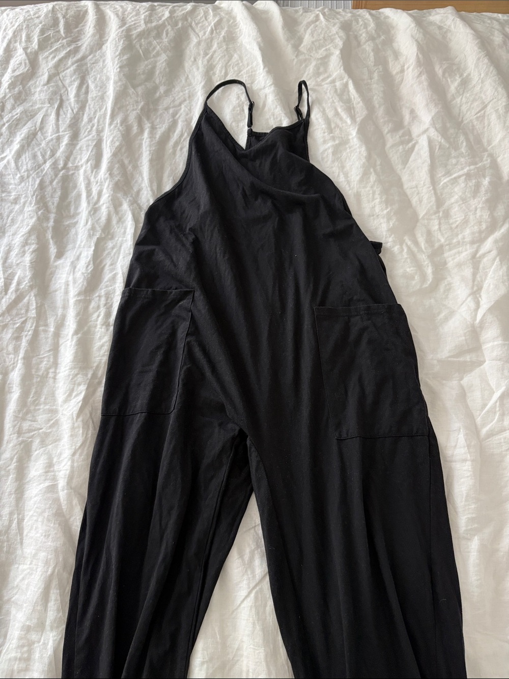 Black Women's Wide-Leg Jumpsuit with Pockets